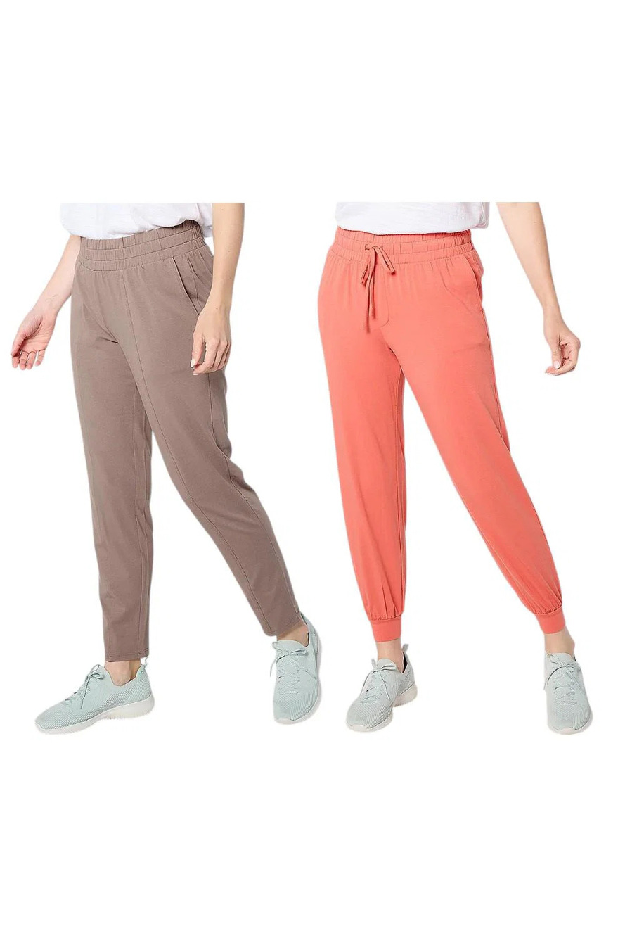 AnyBody Cozy Knit Jogger and Ankle Pant Set BntSienna/Taupe - Tall